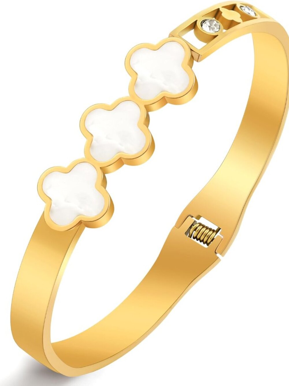 Gold Bracelet for Women, 18K Gold Titanium Steel Butterfly Cross Clover Heart Sn